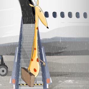 Una giraffa sotto la pioggia